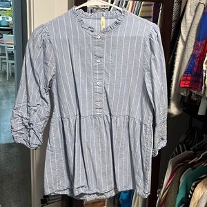 Blue and white long sleeve, baby doll shirt